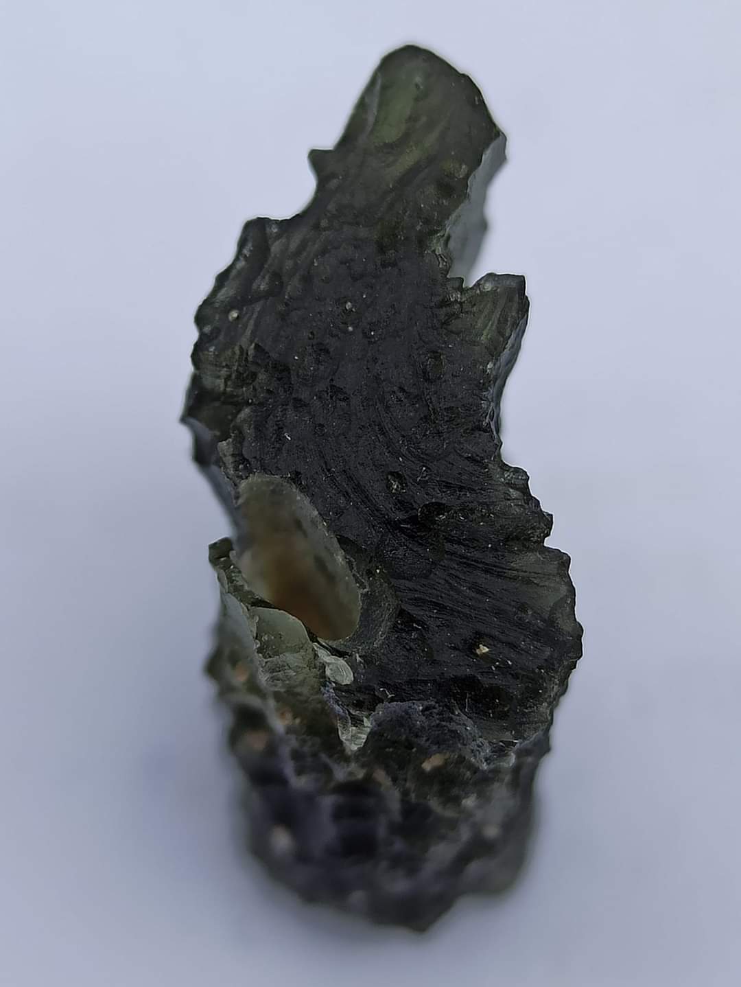 Unica e Autentica Moldavite Grezza da Nové Hrady - Dřevitý Zelený - 13.47g