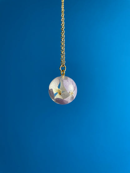 Collana a Sfera con Ortensia Lilla