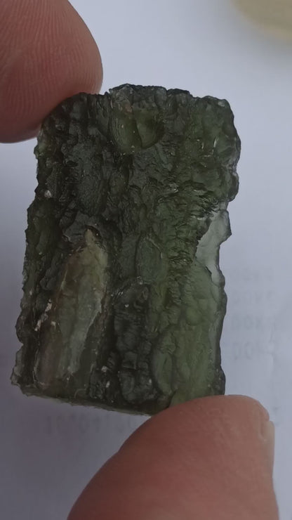 Unica e Autentica Moldavite Grezza da Nové Hrady - Dřevitý Zelený - 13.47g