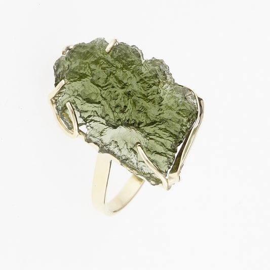 Anello d'oro con Moldavite 3825-1