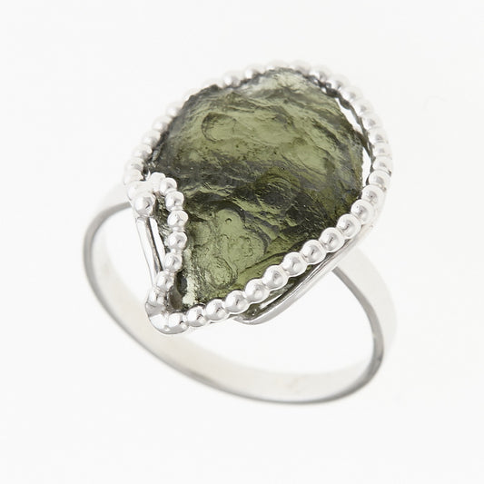 Anello in argento con Moldavite naturale 8544