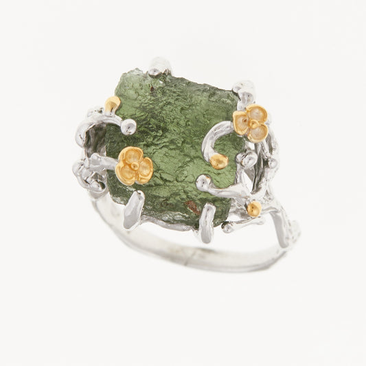 Anello in argento con Moldavite naturale 9184