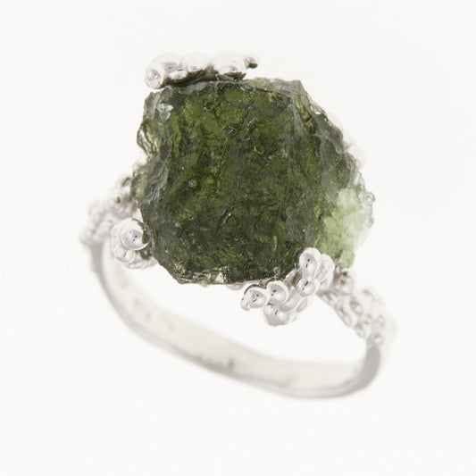 Anello in argento con Moldavite naturale 9189