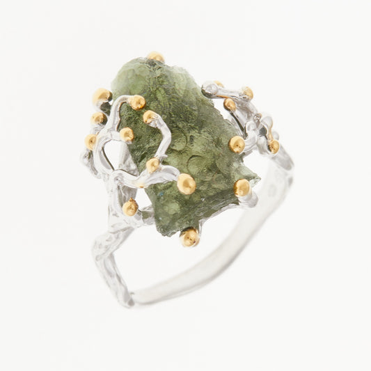 Anello in argento con Moldavite naturale 9198