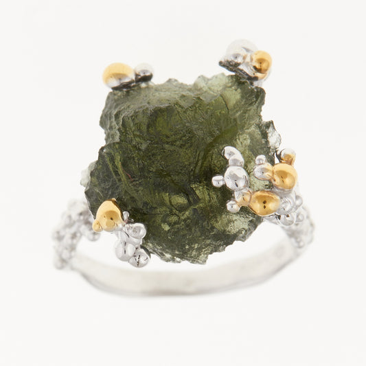 Anello in argento con Moldavite naturale 9199