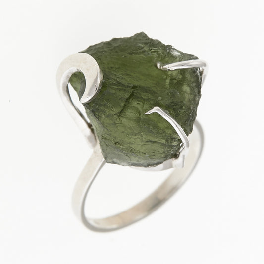 Anello in argento con Moldavite naturale 165