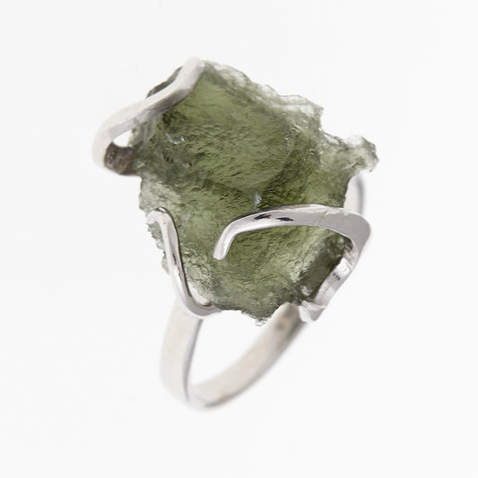 Anello in argento con Moldavite naturale 170