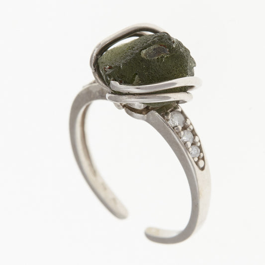 Anello in argento con Moldavite naturale 307