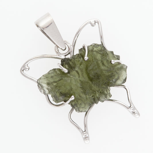 Ciondolo in argento con Moldavite – farfalla 6706