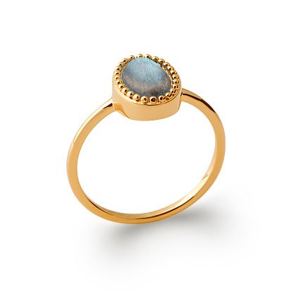 Anello Labradorite “Alexandra” – Placcato in oro 750