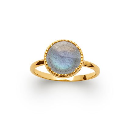 Anello in Labradorite “Costantino” – Placcato in oro 750