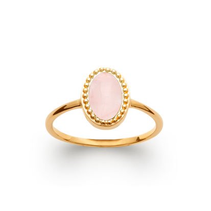 Anello Quarzo Rosa “Alexandra” – Placcato in oro 750