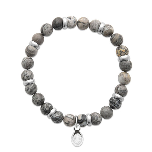 Bracciale in Diaspro Grigio e Anelli “For Him”.