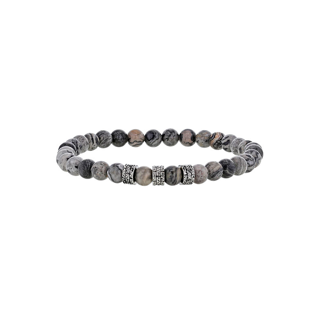 Bracciale in Diaspro Grigio “Per Lui” – Rif. F01-622