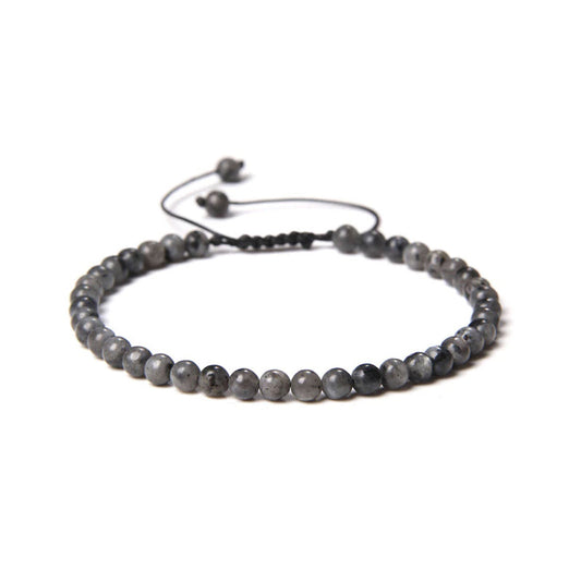 Bracciale in Labradorite con inclusioni – cordino regolabile con pietre sferiche da 4 mm