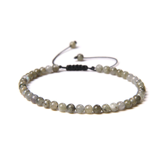 Bracciale in Labradorite – cordino regolabile con pietre sferiche da 4 mm