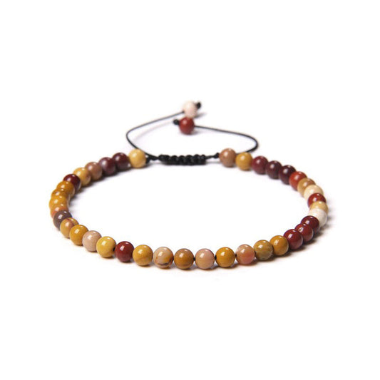 Bracciale in Mookaite – cordino regolabile con pietre sferiche da 4 mm