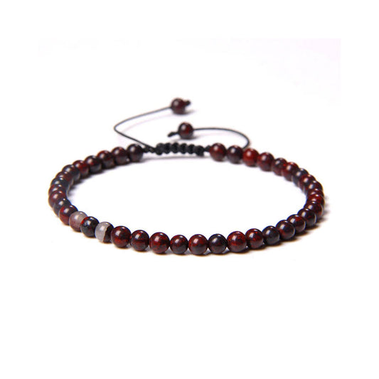 Bracciale Bloodstone – cordino regolabile con pietre sferiche