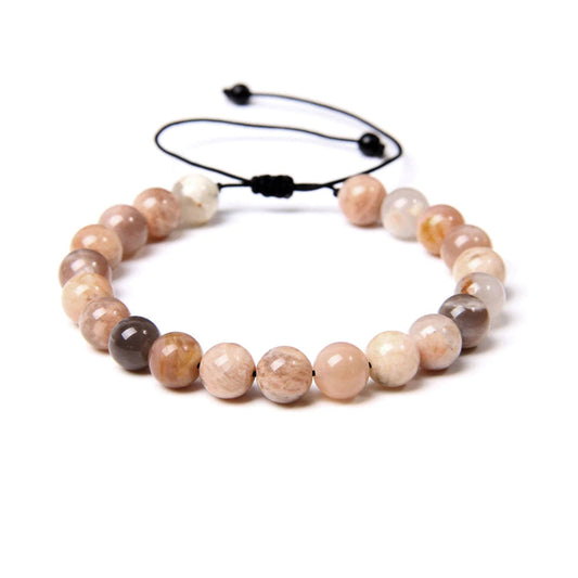 Bracciale Sunstone – cordino regolabile con pietre sferiche da 8 mm