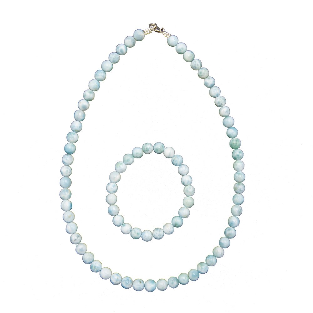 Set Larimar – Pietre con perline da 6 mm