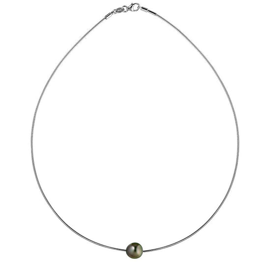 Collana Omega con perle di Tahiti rotonde/ovali – Argento 925 rodiato