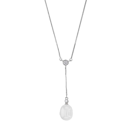 Collana con Perle d'acqua Dolce e ossido di zirconio – Argento 925 rodiato