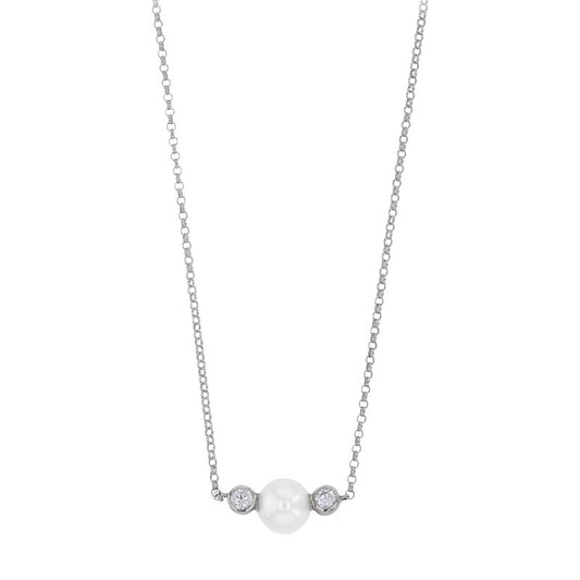 Collana con Perle d'acqua dolce e ossido di zirconio – Argento 925 rodiato