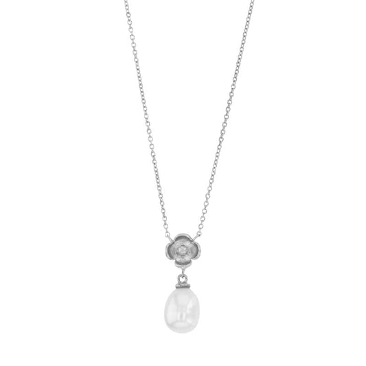 Collana di Perle d'acqua dolce – Fiore Argento 925 rodiato