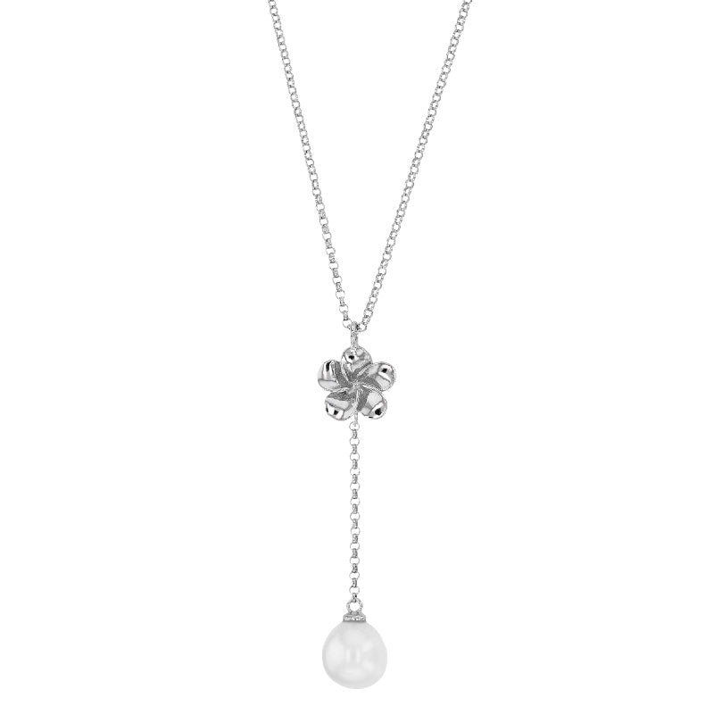 Collana di Perle d'acqua dolce – Fiore Argento 925 rodiato