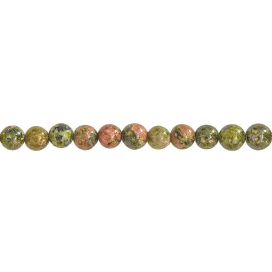 Filo Unakite – Pietre sferiche da 6 mm