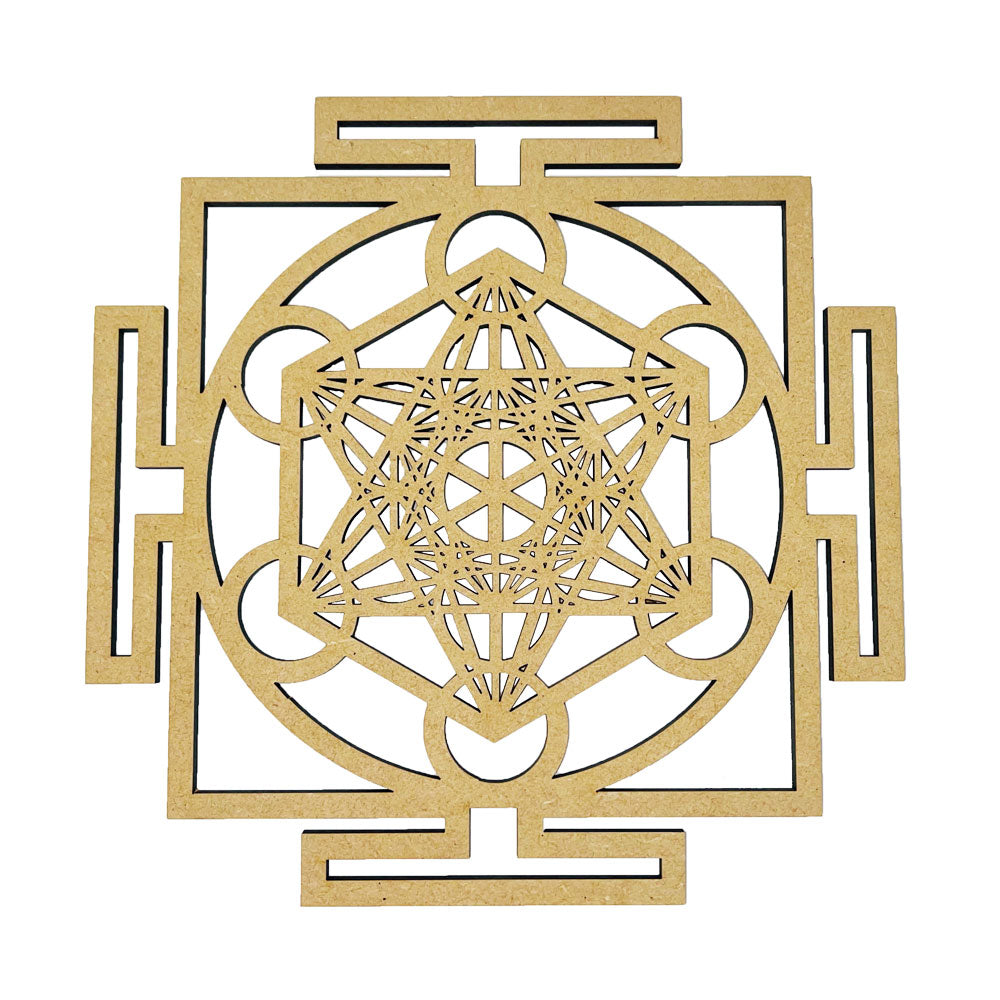 Piastra di ricarica Metatron e Yantra – Legno intagliato