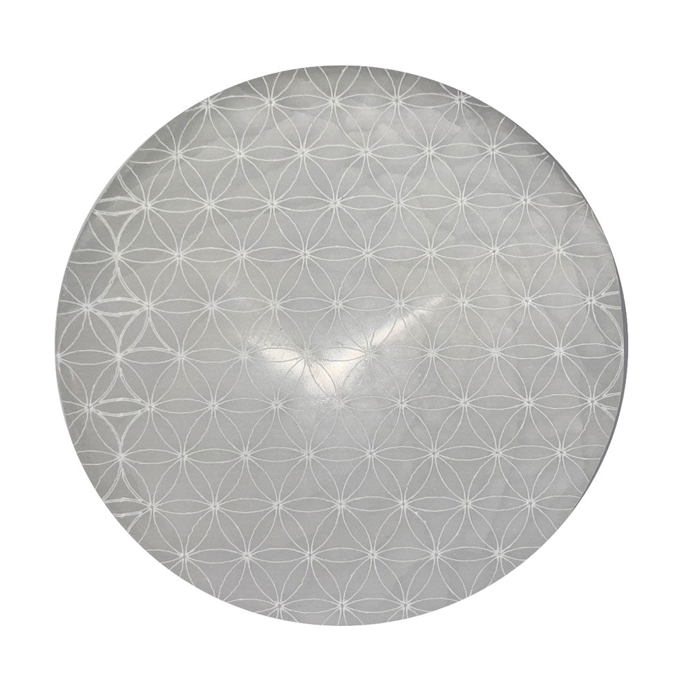 Piastra di ricarica in Selenite – Fiore della vita – 14cm