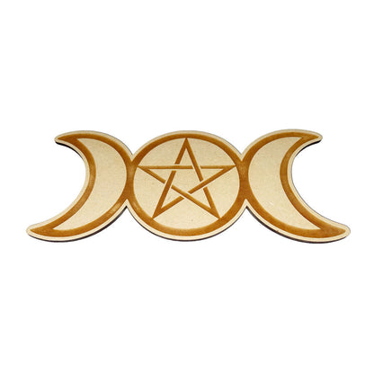 Piastra di ricarica Wicca Triple Moon – Legno intagliato