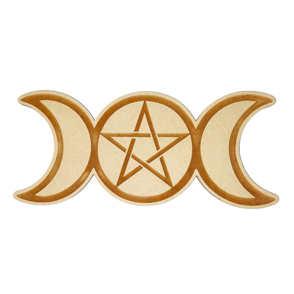 Piastra di ricarica Wicca Triple Moon – Legno intagliato