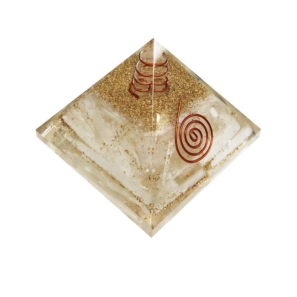 Piramide di Selenite di Orgonite – Tra 60 e 70 mm