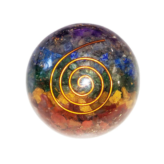 Sfera di Orgonite – 7 chakra – Tra 50 e 55 mm