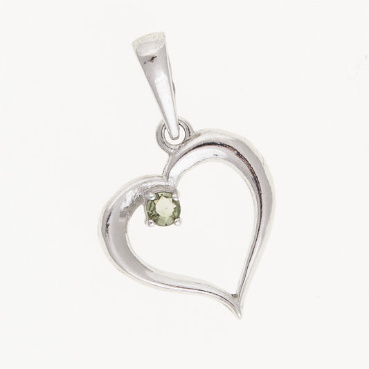 Ciondolo in argento con Moldavite – cuore 1379